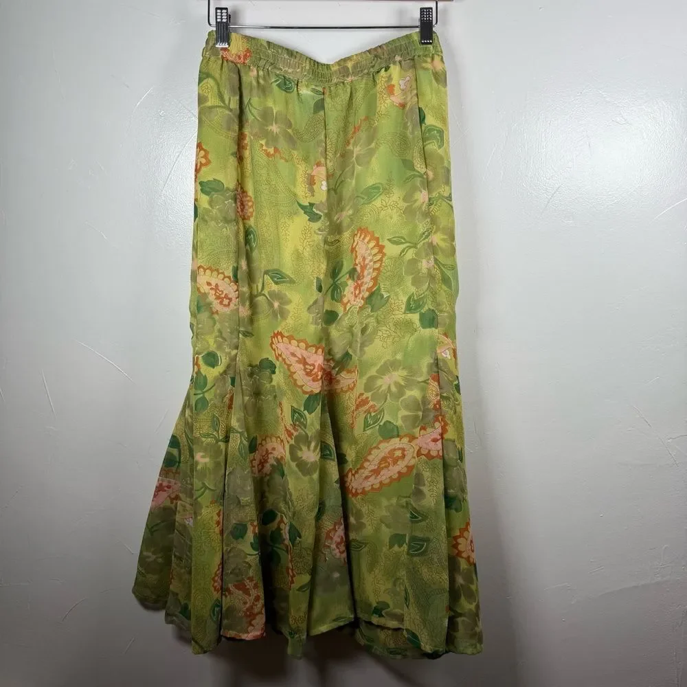 Green Paisley Layered Whimsical Fairy Paisley Floral Skirt Size 2X